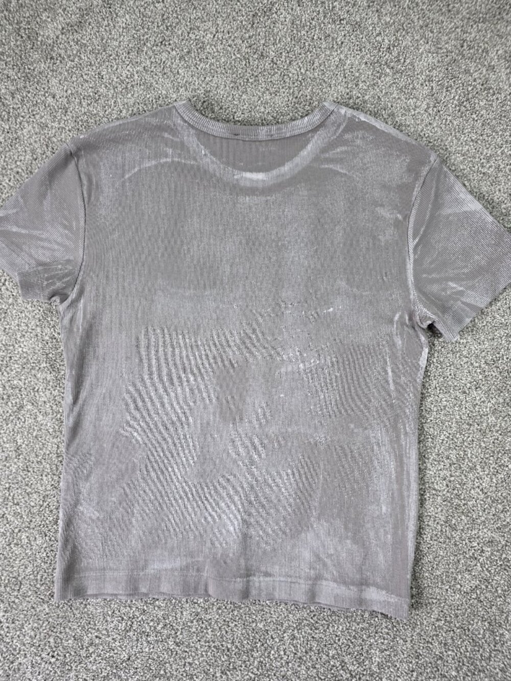 Zara  Grey Metallic Ribbed  Short Sleeved Top Size S